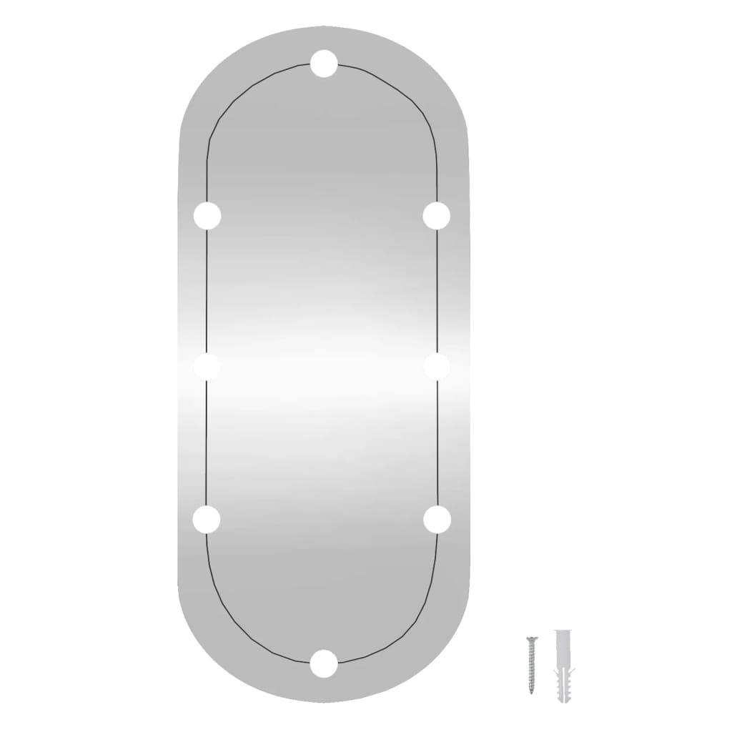 vidaXL Wall Mirror with LED Lights 30x70 cm Glass Oval