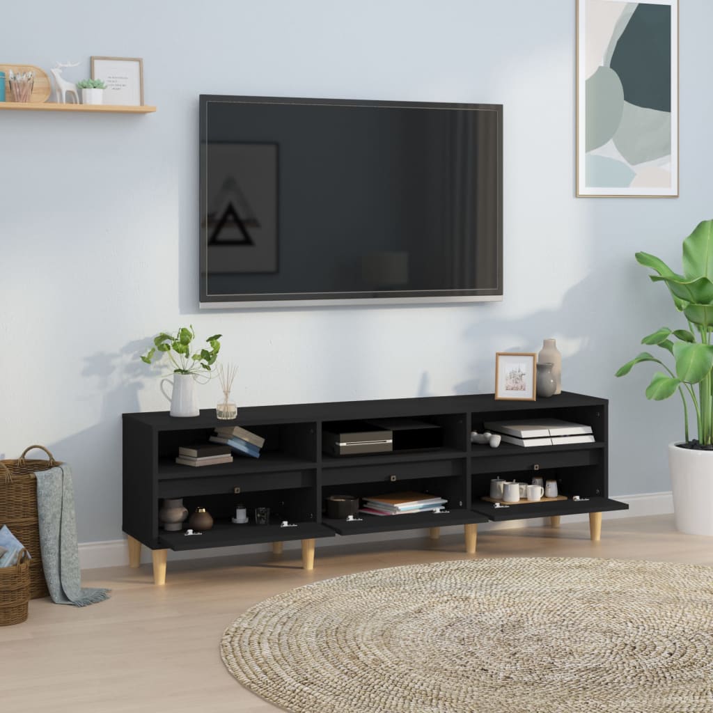 vidaXL TV Cabinet Black 150x30x44.5 cm Engineered Wood