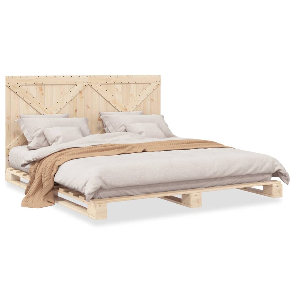 vidaXL Bed Frame without Mattress with Headboard 180x200 cm Super King Solid Wood