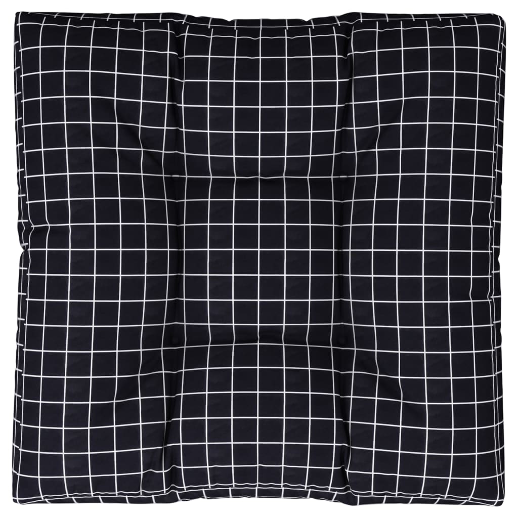 vidaXL Pallet Cushion Black Check Pattern 80x80x12 cm Fabric