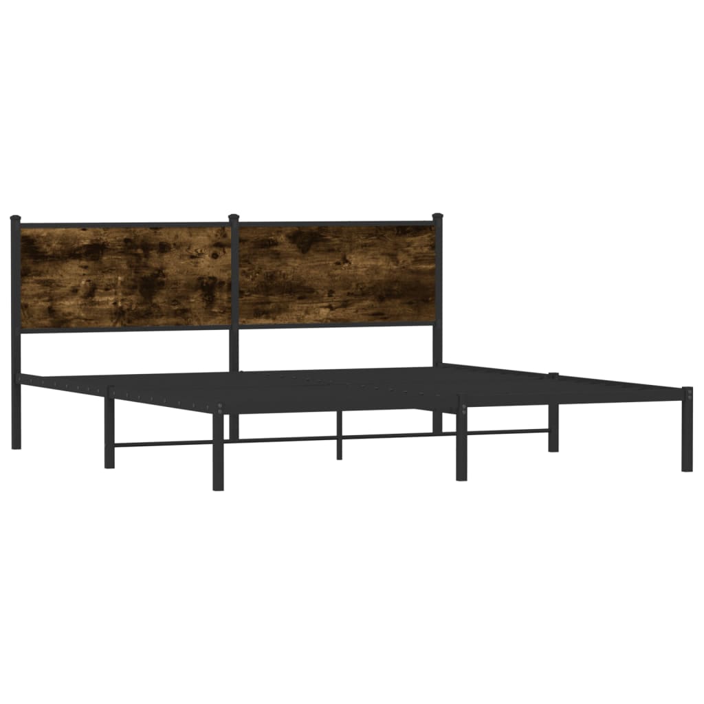 vidaXL Metal Bed Frame without Mattress Smoked Oak 160x200 cm