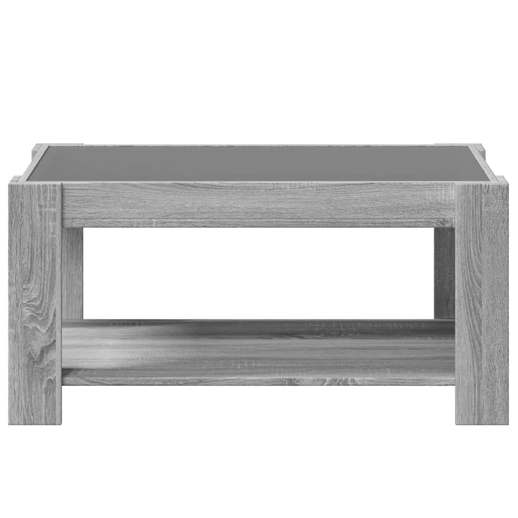 vidaXL Coffee Table with LED Grey Sonoma 93x53x45 cm Engineered Wood