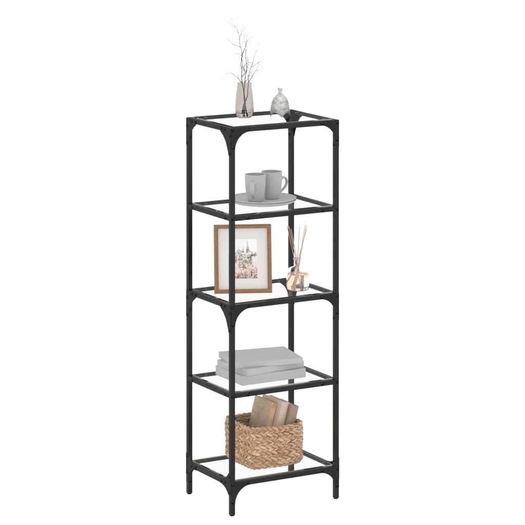 vidaXL Storage Rack with Transparent Glass Top 40x30x123 cm Steel