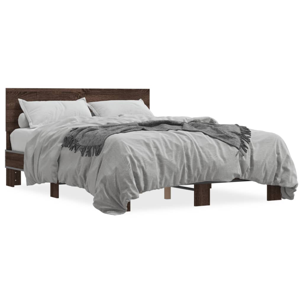 vidaXL Bed Frame without Mattress Brown Oak 120x200 cm