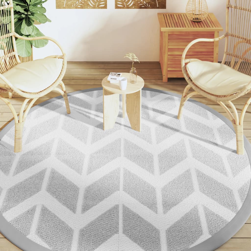 vidaXL Outdoor Carpet Grey Ø200 cm PP