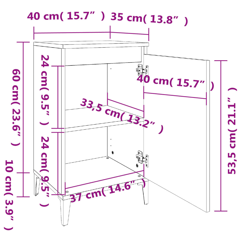 vidaXL Bedside Cabinets 2 pcs White 40x35x70 cm Engineered Wood