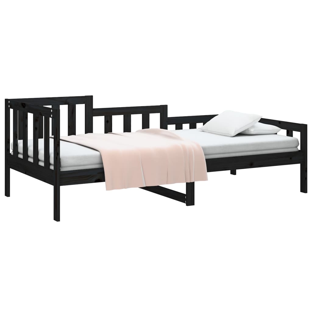 vidaXL Day Bed without Mattress Black 90x200 cm Solid Wood Pine