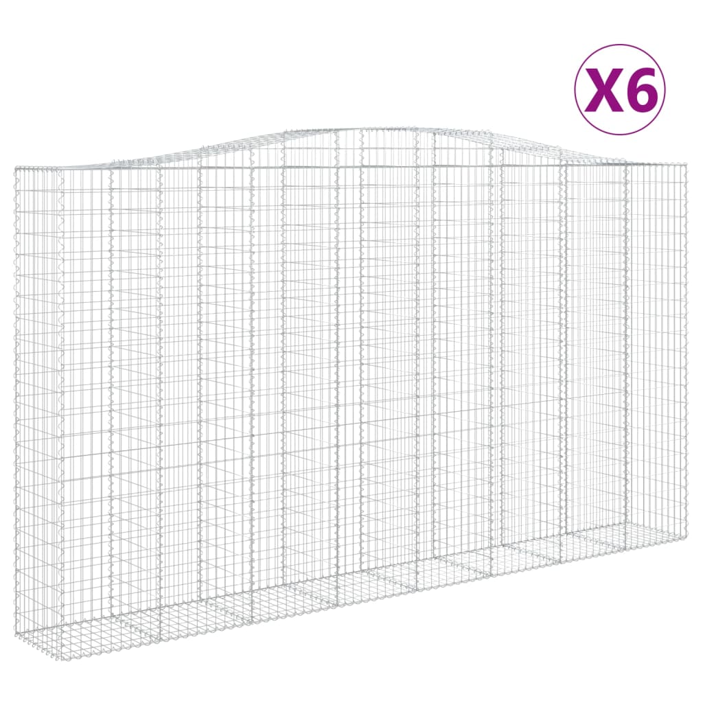 vidaXL Arched Gabion Baskets 6 pcs 400x50x220/240 cm Galvanised Iron