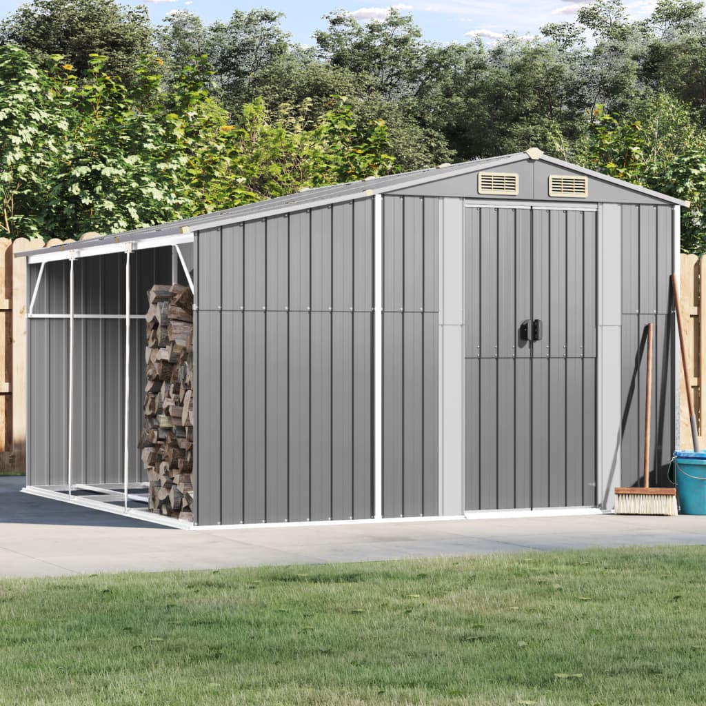 vidaXL Garden Shed Grey 277x279x179 cm Galvanised Steel