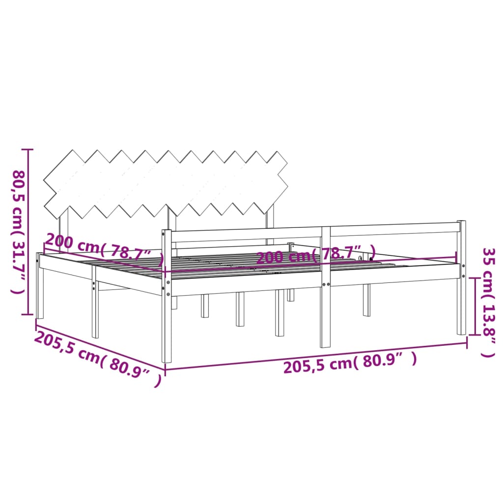 vidaXL Senior Bed without Mattress White 200x200 cm Solid Wood