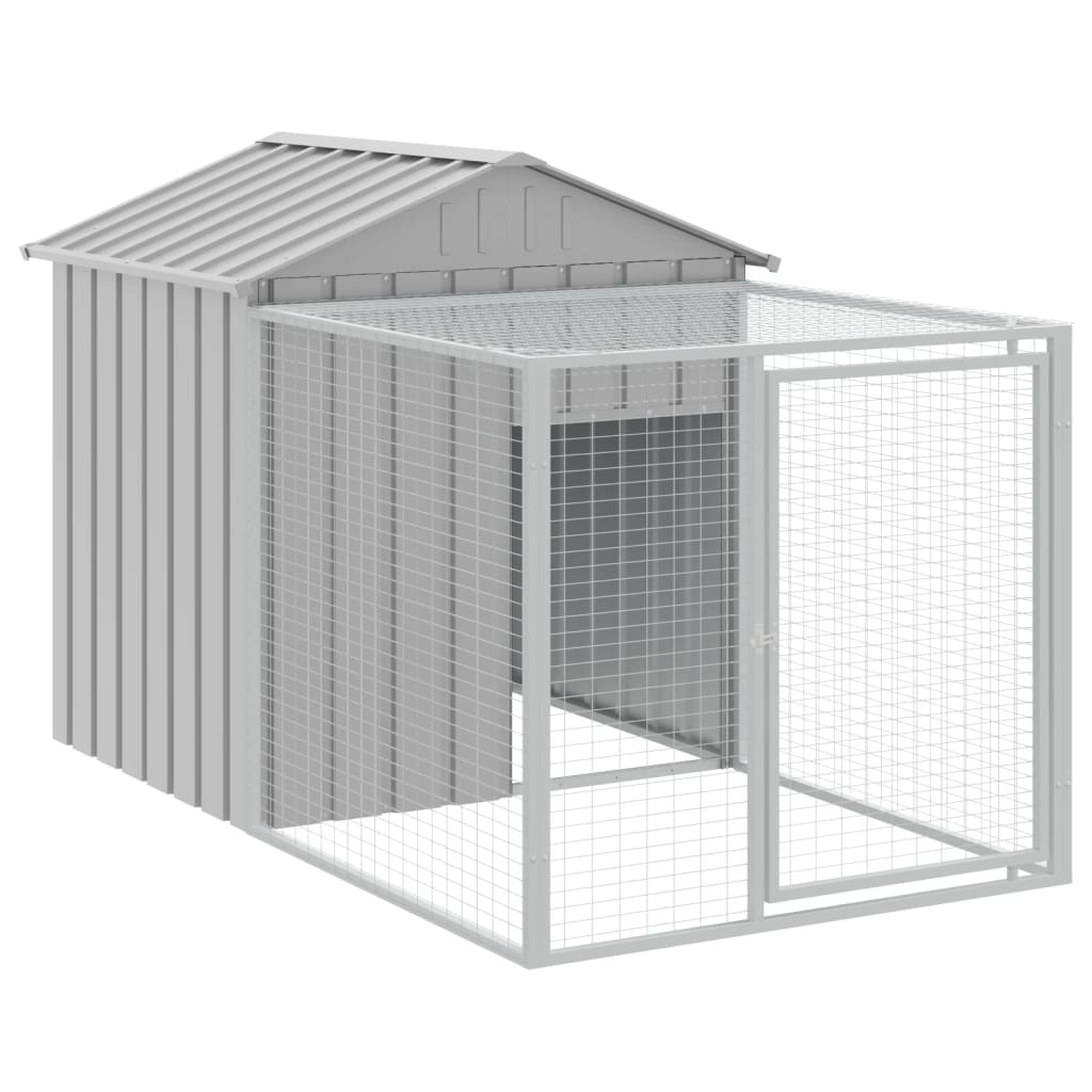 vidaXL Chicken Cage with Run Light Grey 117x1221x123 cm Galvanised Steel