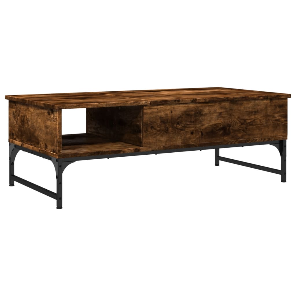 vidaXL Coffee Table Smoked Oak 100x50x35 cm Engineered Wood and Metal