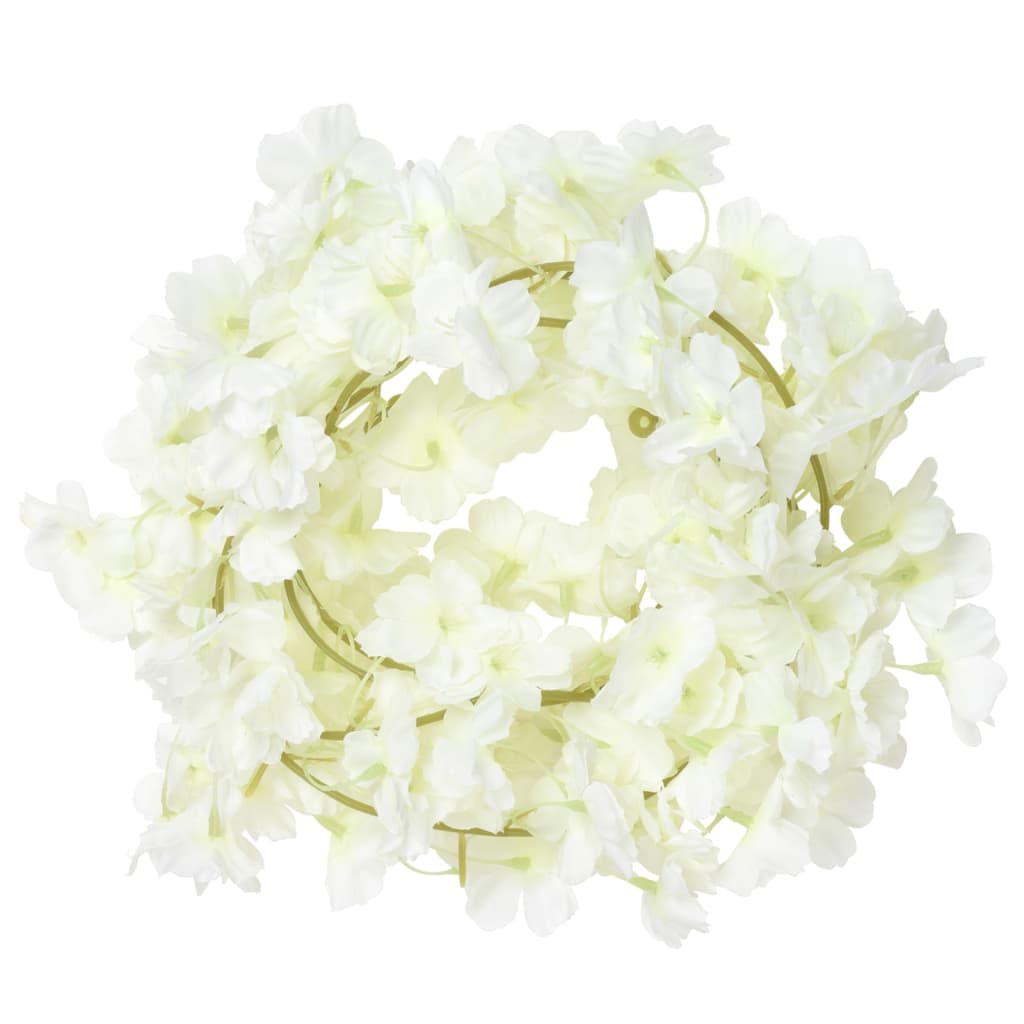 vidaXL Christmas Flower Garlands 6 pcs White 180 cm