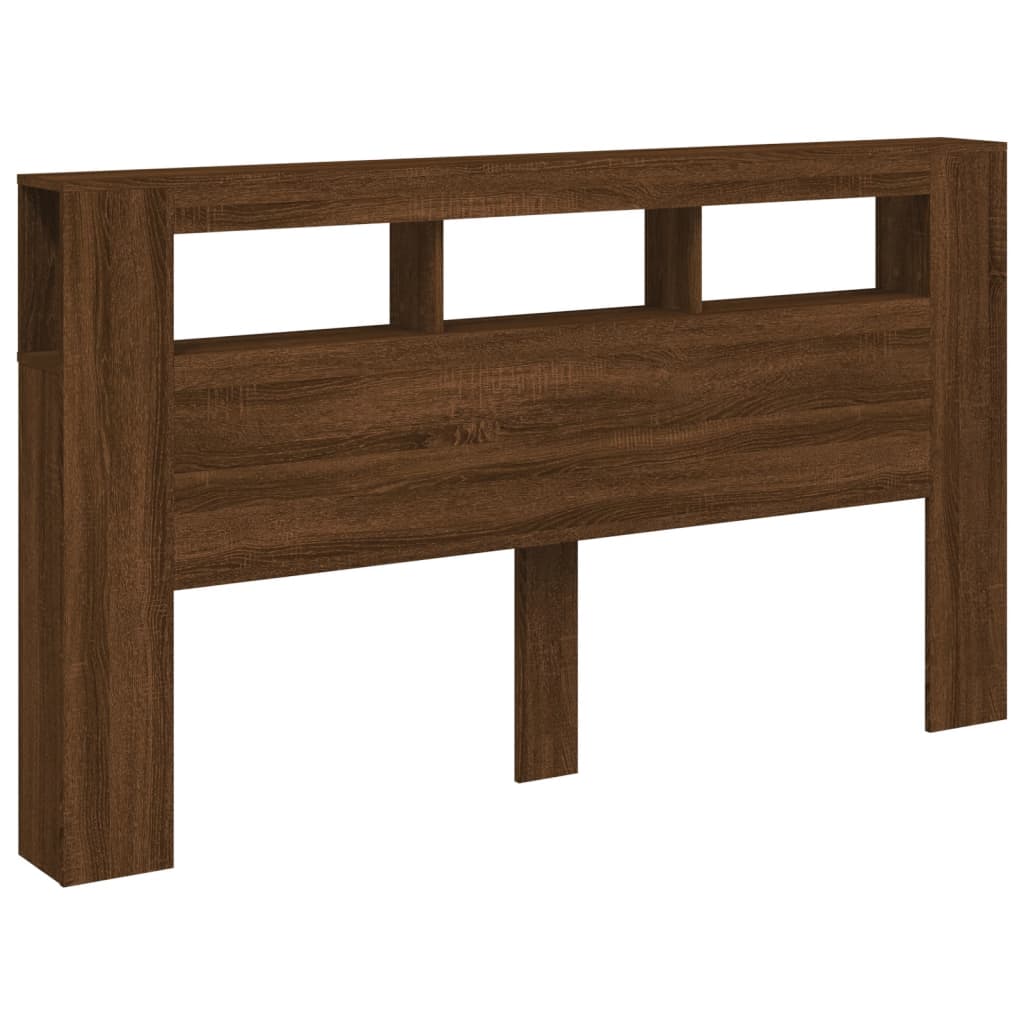 vidaXL LED Headboard Brown Oak 180x18.5x103.5 cm Engineered Wood