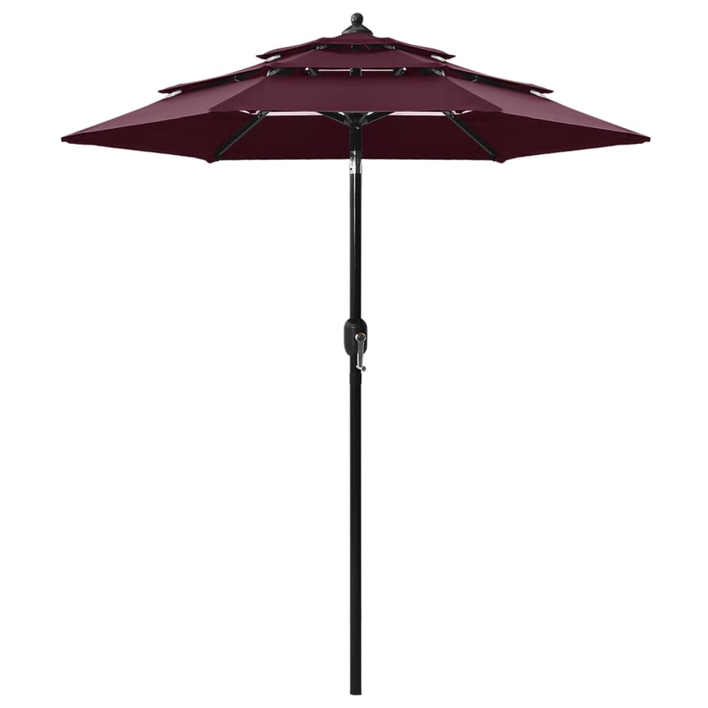 vidaXL 3-Tier Garden Parasol with Aluminium Pole Bordeaux Red 2 m