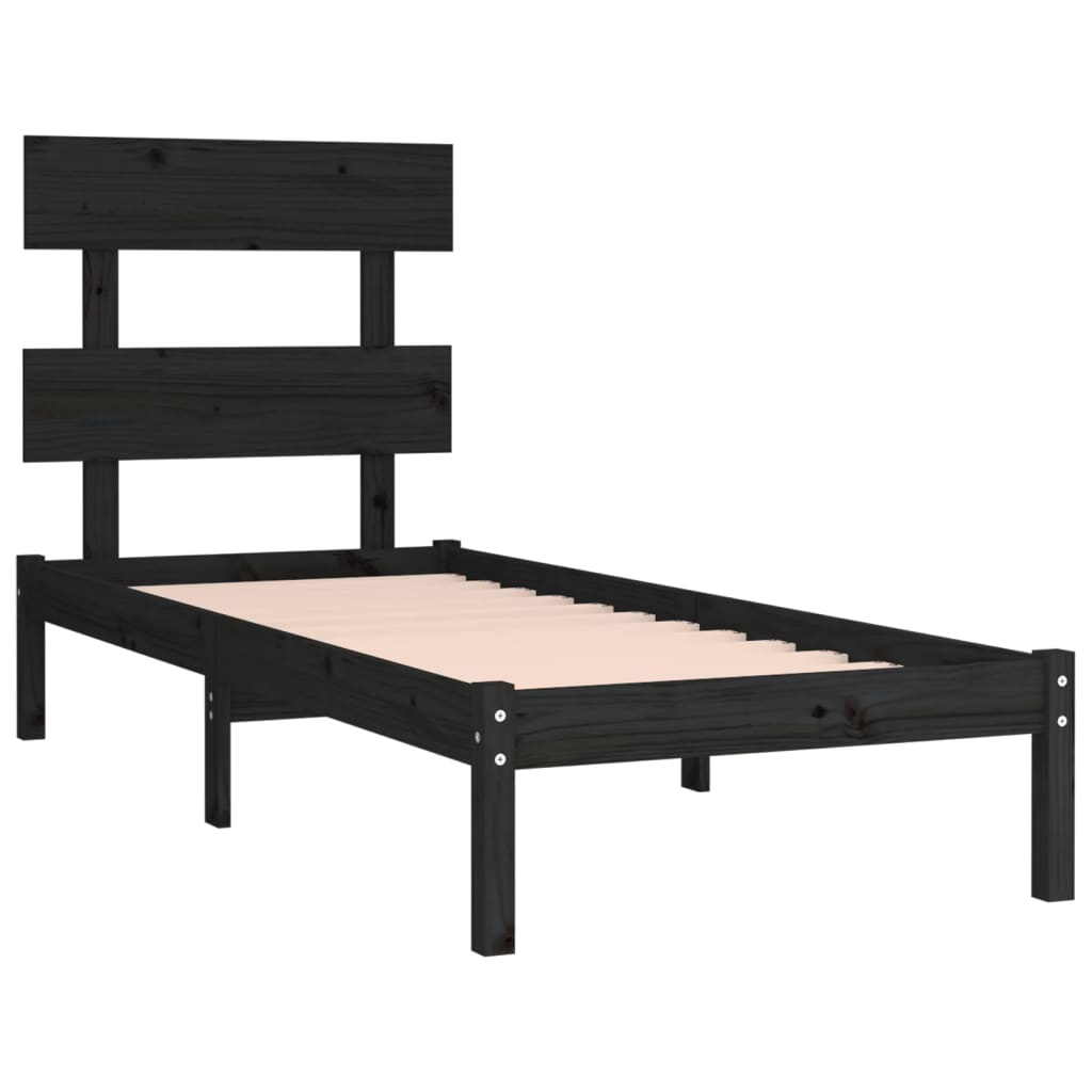 vidaXL Bed Frame without Mattress Black 90x190 cm Single Solid Wood