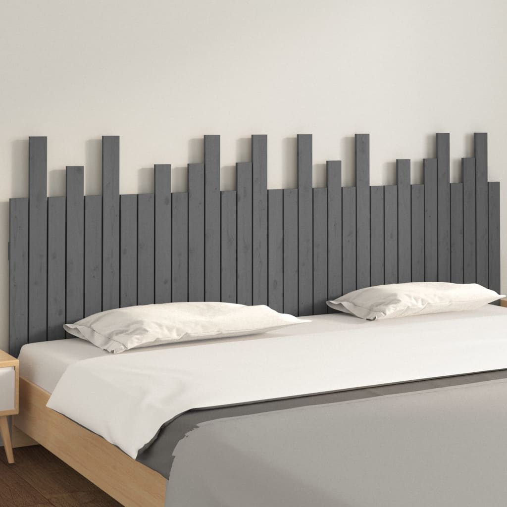 vidaXL Wall Headboard Grey 204x3x80 cm Solid Wood Pine