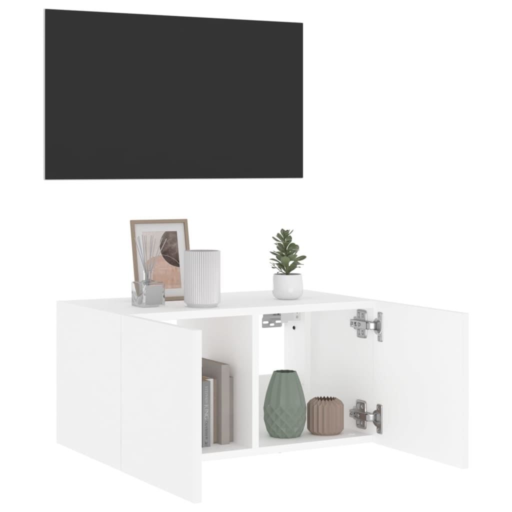 vidaXL TV Wall Cabinet with LED Lights White 60x35x31 cm