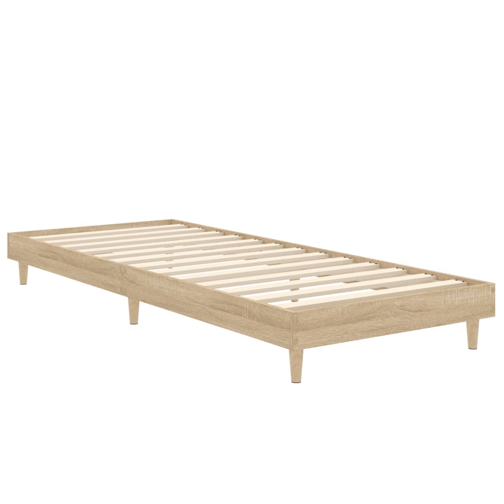 vidaXL Bed Frame without Mattress Sonoma Oak 75x190 cm Small Single Engineered Wood