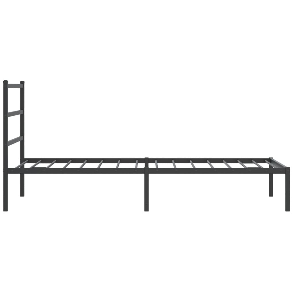 vidaXL Metal Bed Frame without Mattress with Headboard Black 100x190 cm