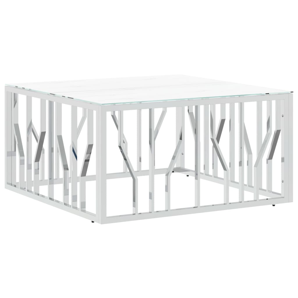 vidaXL Coffee Table Silver 80x80x40 cm Stainless Steel and Glass