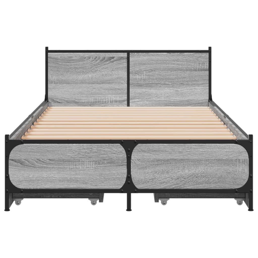 vidaXL Bed Frame with Drawers without Mattress Grey Sonoma 90x190 cm Single