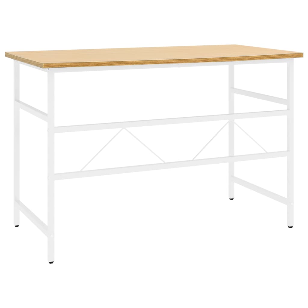 vidaXL Computer Desk White and Light Oak 105x55x72 cm MDF and Metal