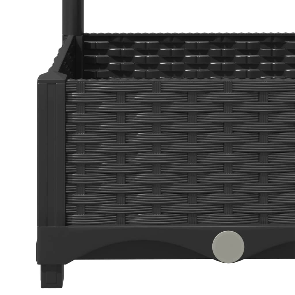 vidaXL Garden Planter with Trellis Black 40x40x121.5 cm PP