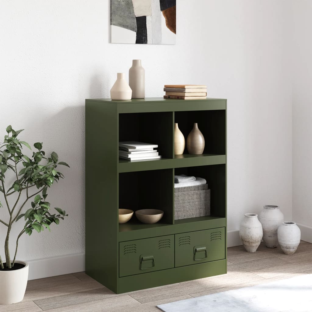 vidaXL Highboard Olive Green 67x39x95 cm Steel