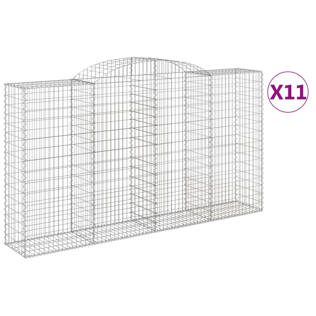 vidaXL Arched Gabion Baskets 11 pcs 300x50x160/180 cm Galvanised Iron