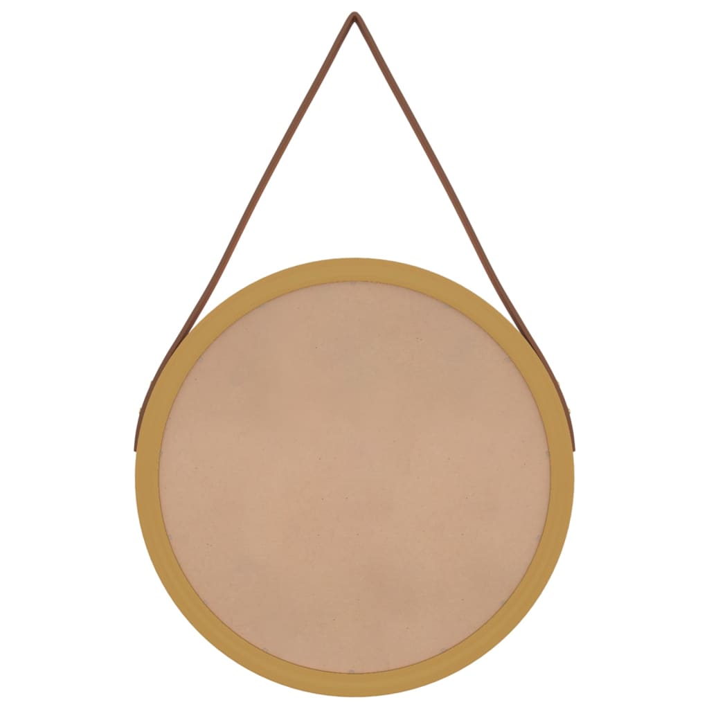 vidaXL Wall Mirror with Strap Gold Ø 35 cm