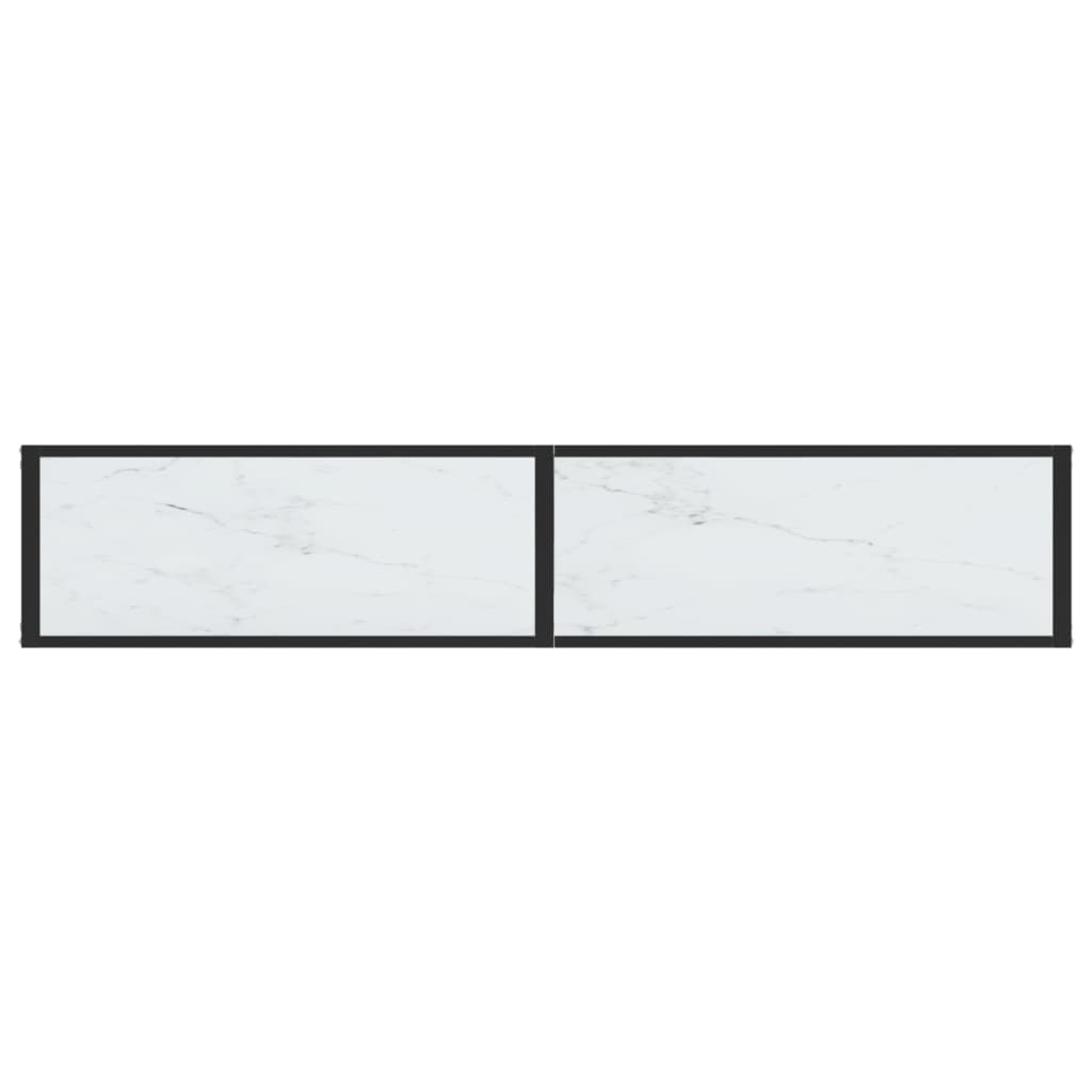 vidaXL Console Table White Marble 180x35x75.5cm Tempered Glass