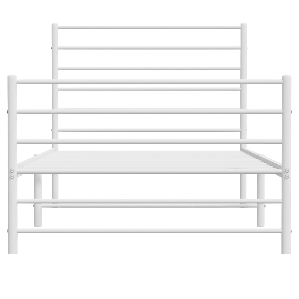 vidaXL Metal Bed Frame without Mattress with Footboard White 90x200 cm