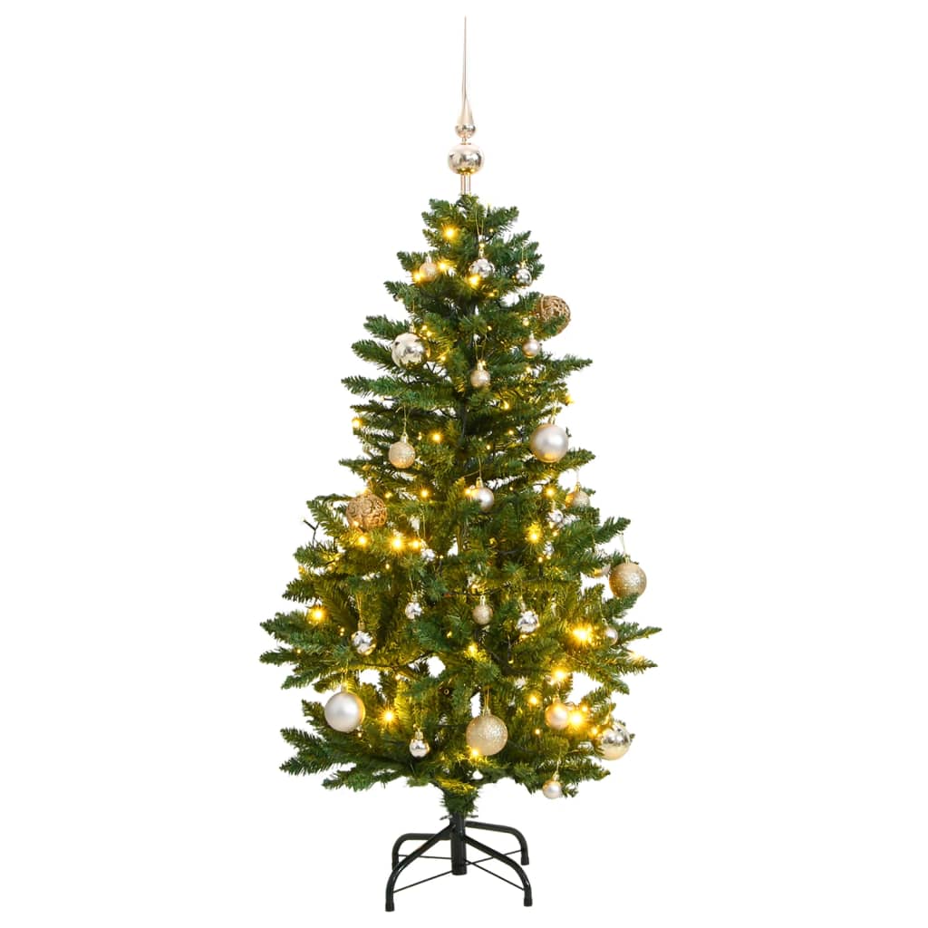 vidaXL Artificial Hinged Christmas Tree 150 LEDs & Ball Set 120 cm