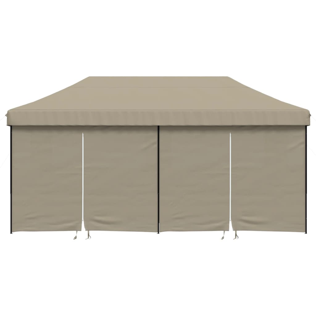 vidaXL Foldable Party Tent Pop-Up with 4 Sidewalls Taupe