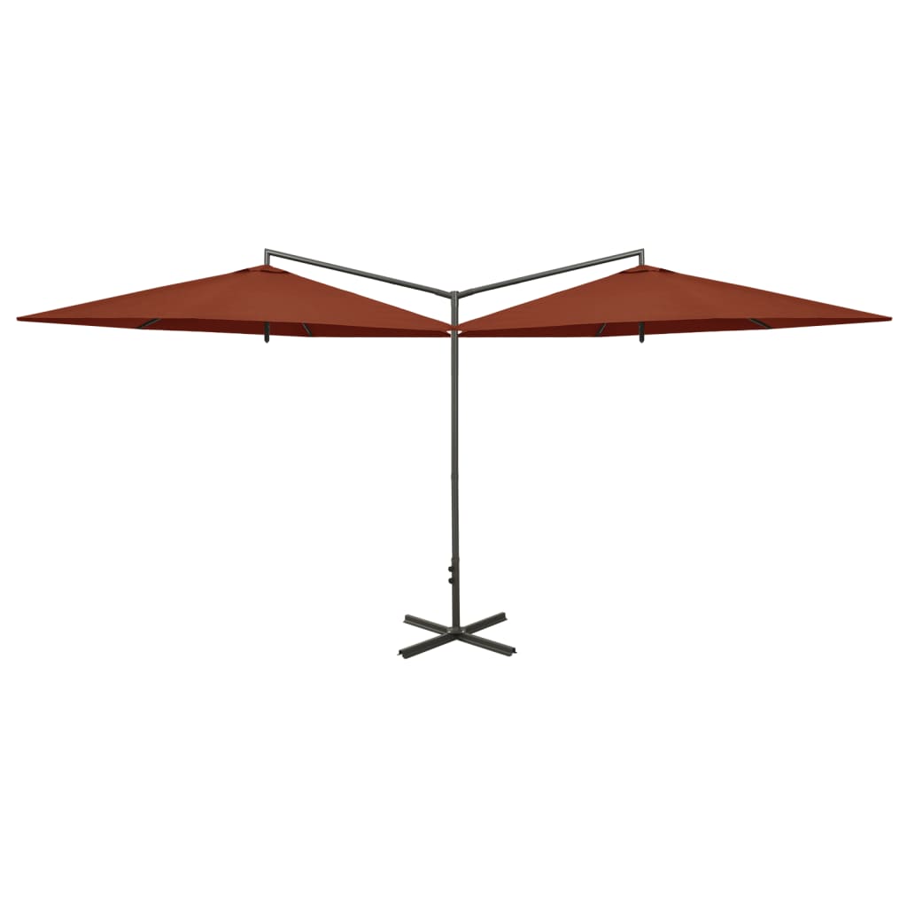 vidaXL Double Garden Parasol with Steel Pole Terracotta 600 cm