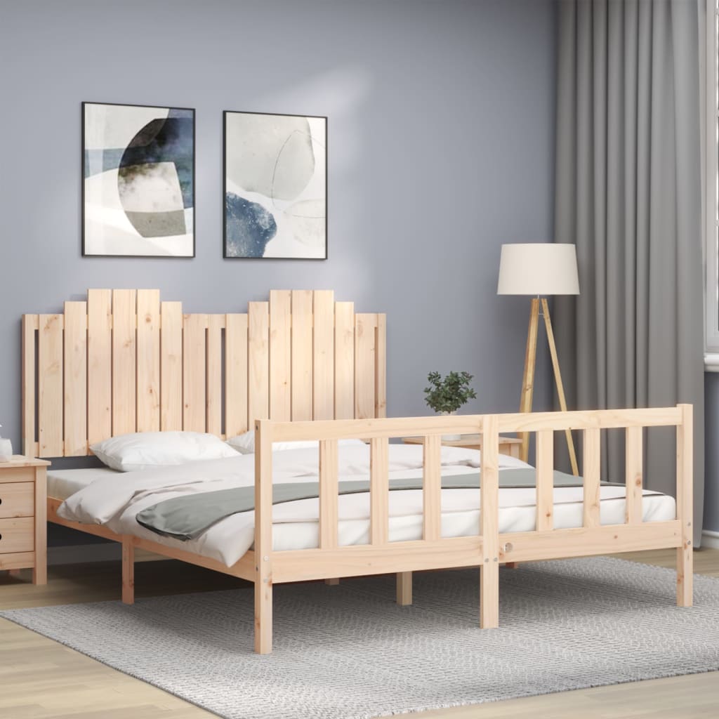 vidaXL Bed Frame without Mattress King Size Solid Wood Pine