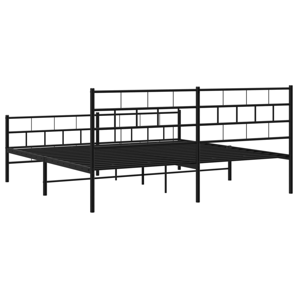 vidaXL Metal Bed Frame without Mattress with Footboard Black 193x203 cm