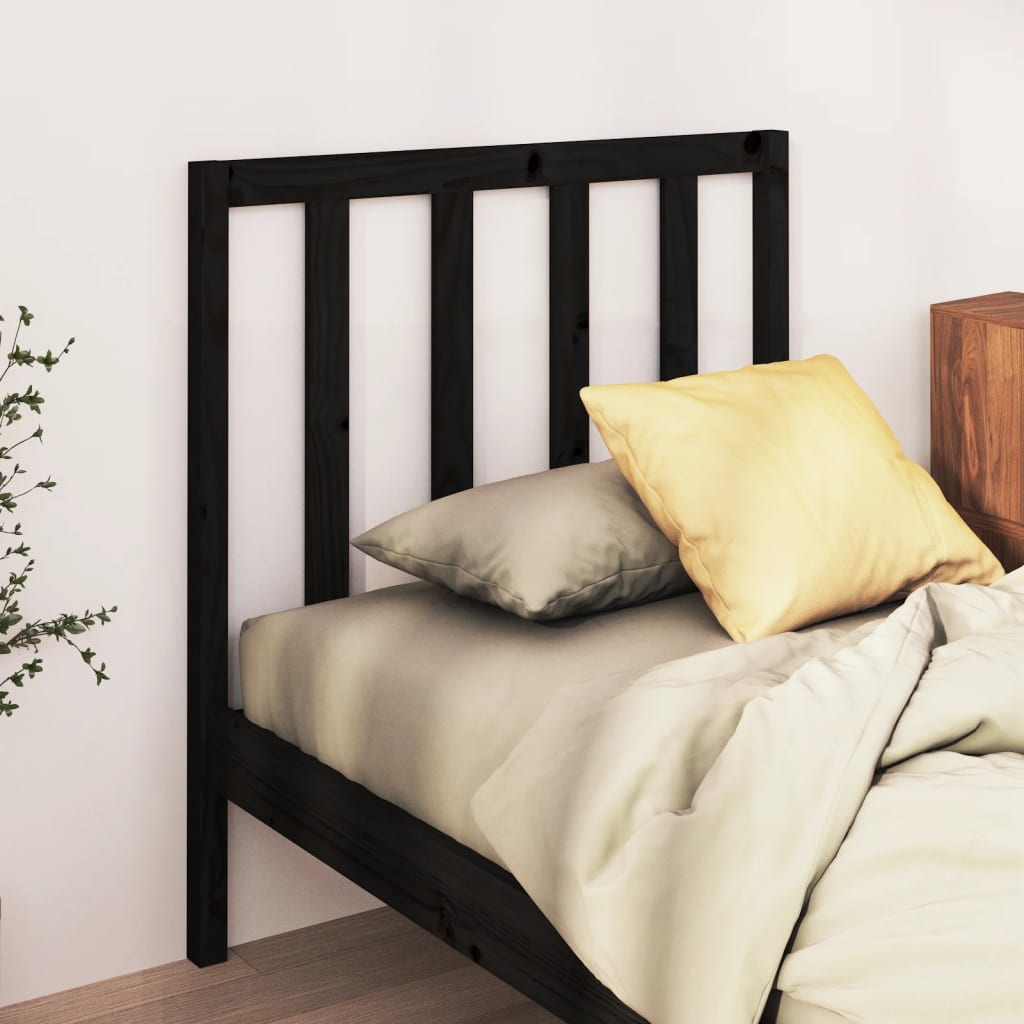 vidaXL Bed Headboard Black 96x4x100 cm Solid Wood Pine