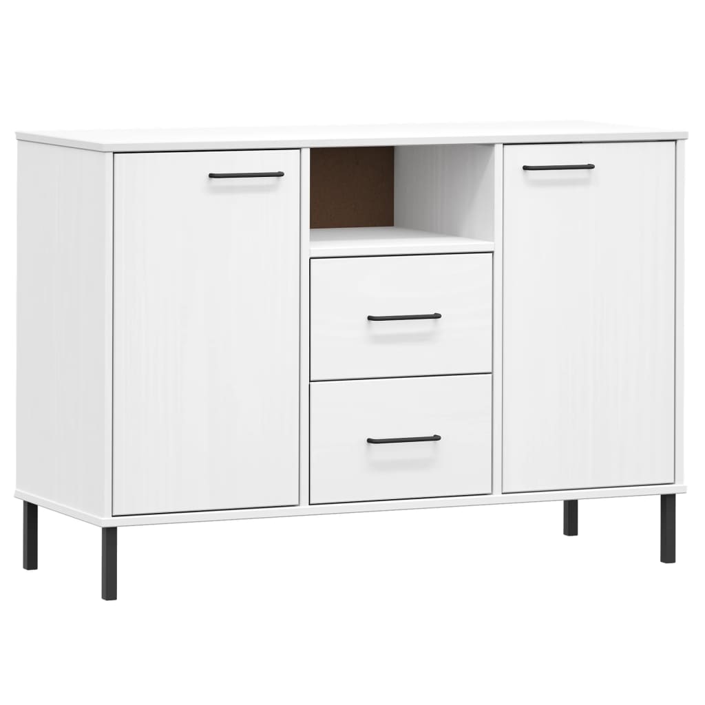 vidaXL Sideboard with Metal Legs White 113x40x77 cm Solid Wood OSLO