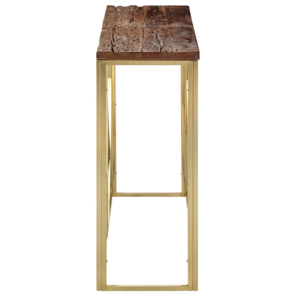 vidaXL Console Table Gold Stainless Steel and Solid Wood Sleeper