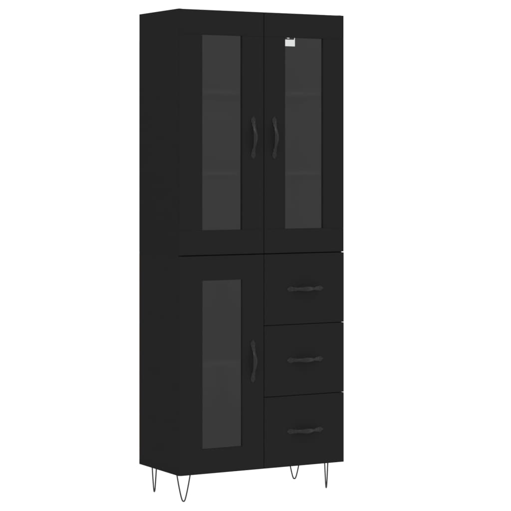 vidaXL Highboard Black 69.5x34x180 cm Engineered Wood