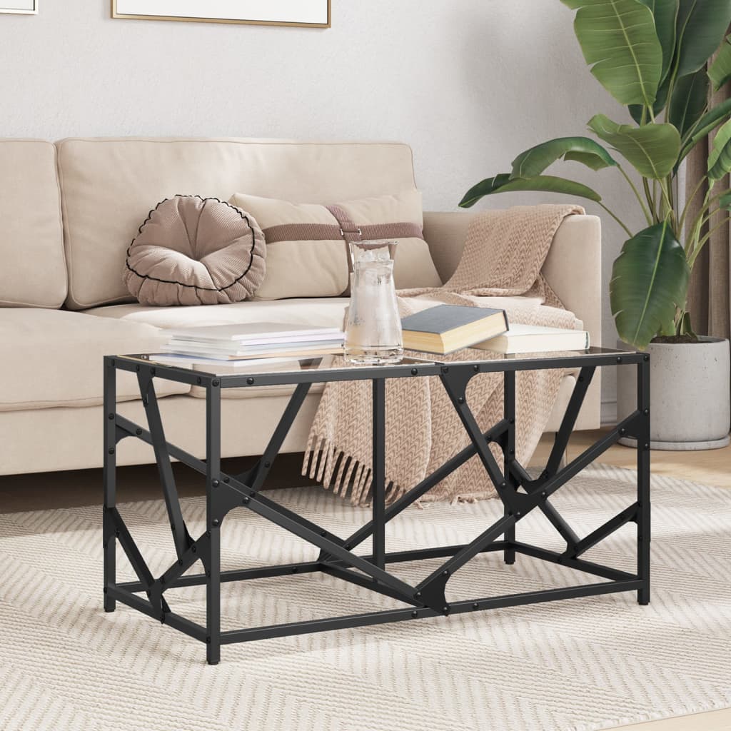 vidaXL Coffee Table with Transparent Glass Top 78.5x40x41 cm Steel