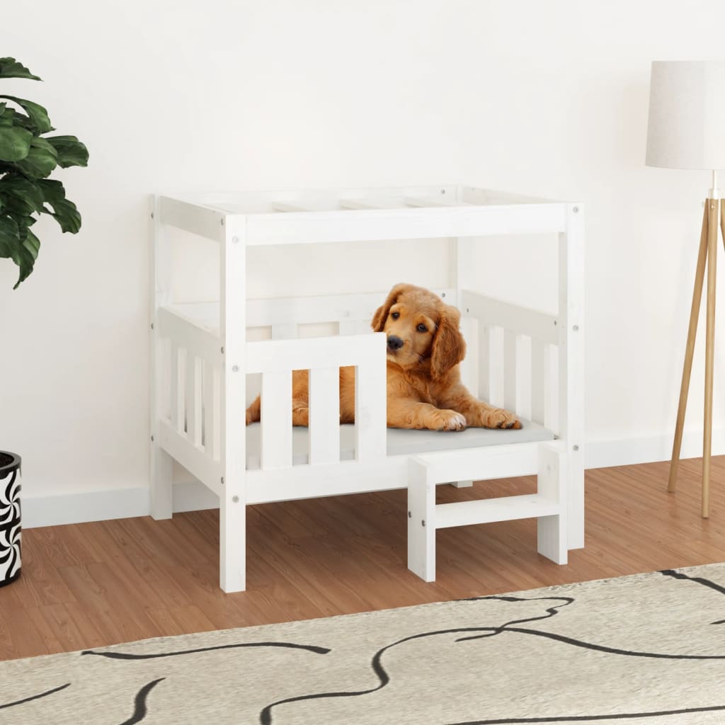 vidaXL Dog Bed White 75.5x63.5x70 cm Solid Wood Pine