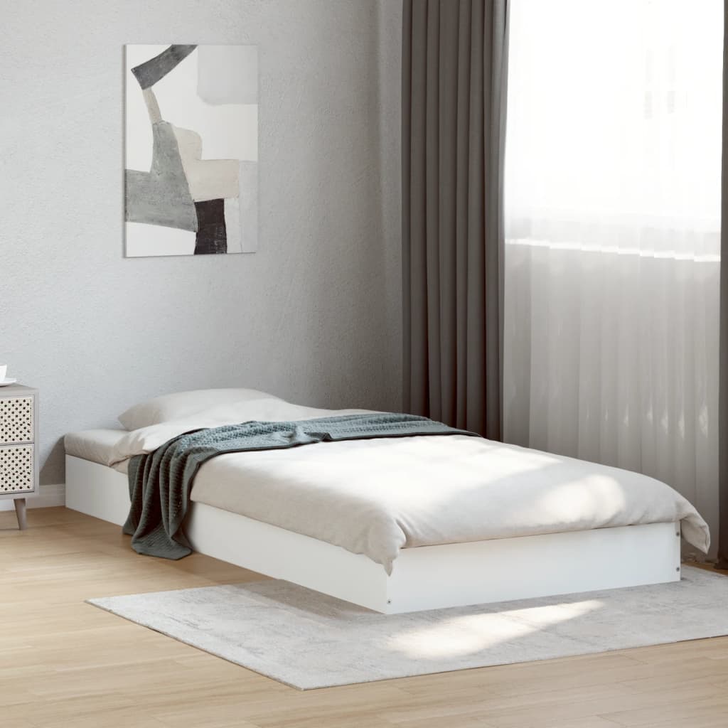 vidaXL Bed Frame without Mattress White 75x190 cm Small Single Engineered Wood