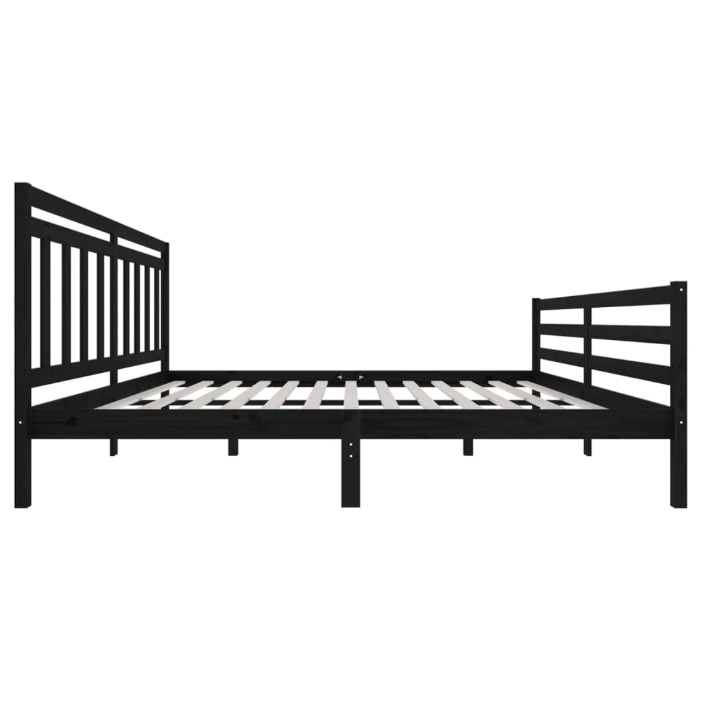 vidaXL Bed Frame without Mattress Black Solid Wood 200x200 cm (810454+814118)