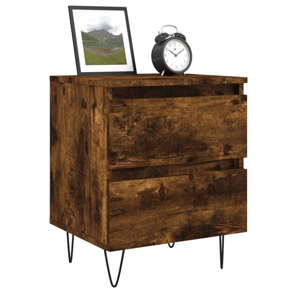 vidaXL Bedside Cabinet Smoked Oak 40x35x50 cm Engineered Wood