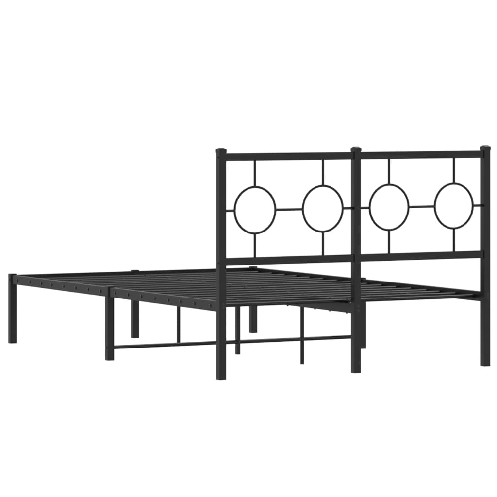 vidaXL Metal Bed Frame without Mattress with Headboard Black 120x200 cm