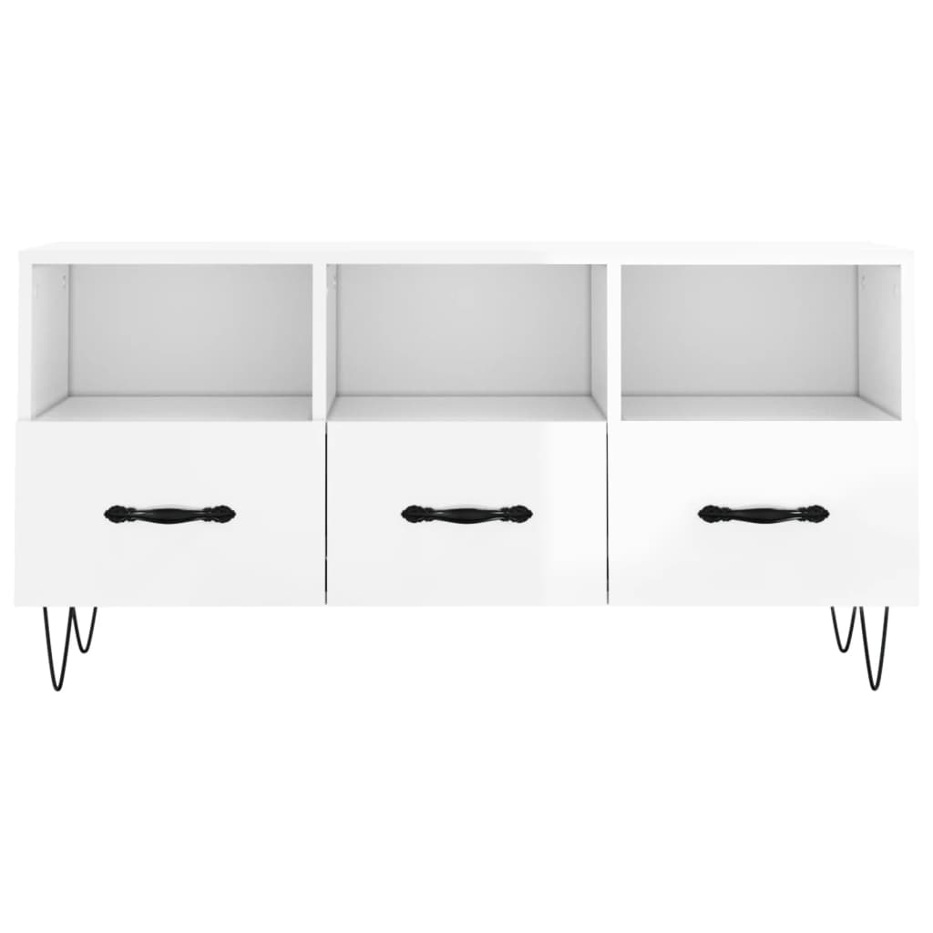 vidaXL TV Cabinet High Gloss White 102x36x50 cm Engineered Wood