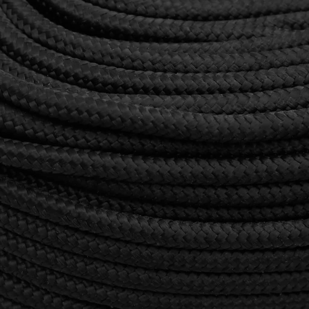 vidaXL Boat Rope Full Black 6 mm 50 m Polypropylene